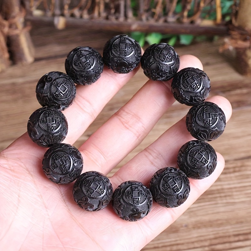 20mm Wooden Beads Bracelet Prosperity Charm Jewelry Chinese Gift